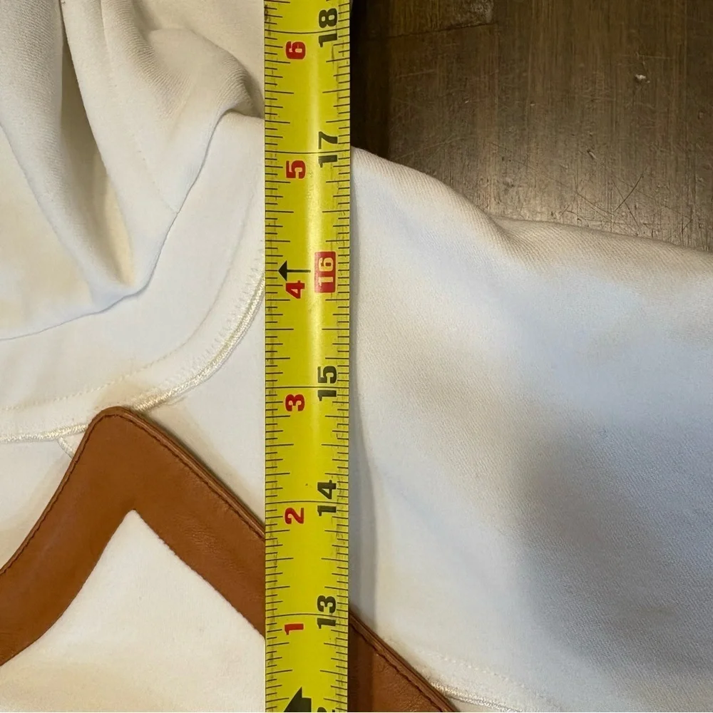 Graeme Black Vintage Jacket Blazer Cream Bone Leather Trim Tan M Coastal Career